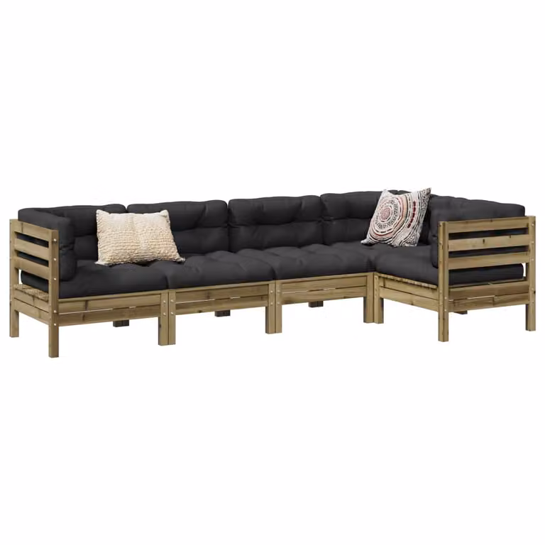 Maison Exclusive - Set da giardino composto da 5 pezzi con cuscini, in legno di pino trattato
