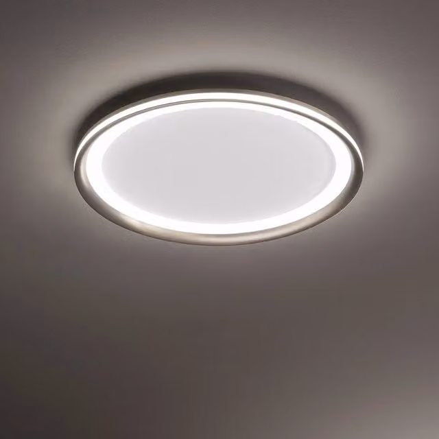 Plafoniera Moderna Perenz Illumina Edge in Alluminio e Acrilico Grigio con LED da 38W 3000K Luce Bianco Caldo