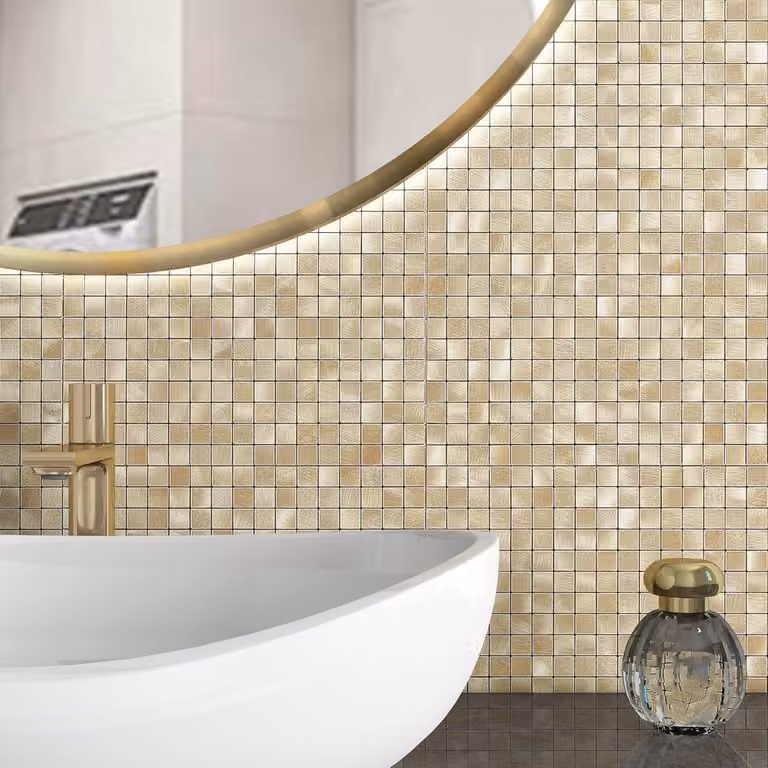Piastrelle adesive 3D da parete per bagno e cucina - Piastrelle adesive dorate (10 fogli)