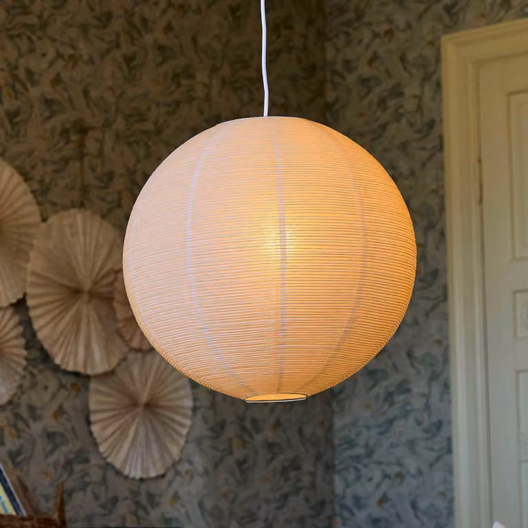 PR Home Lampada a sospensione Haru, dimmerabile, Crema / Ambra, Soggiorno / Sala da pranzo, Carta / Lunolit / Lunopal, Lampada a sospensione