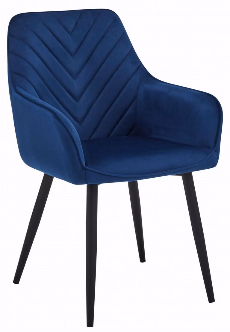 Sedia Nana in velluto blu notte con gambe nere