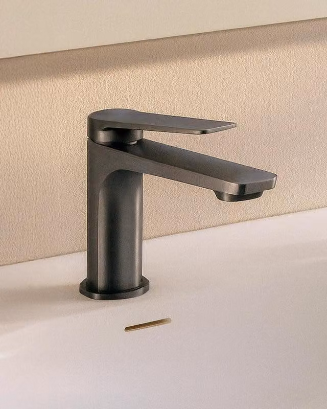 Miscelatore lavabo senza scarico in ottone grigio metallico Momo