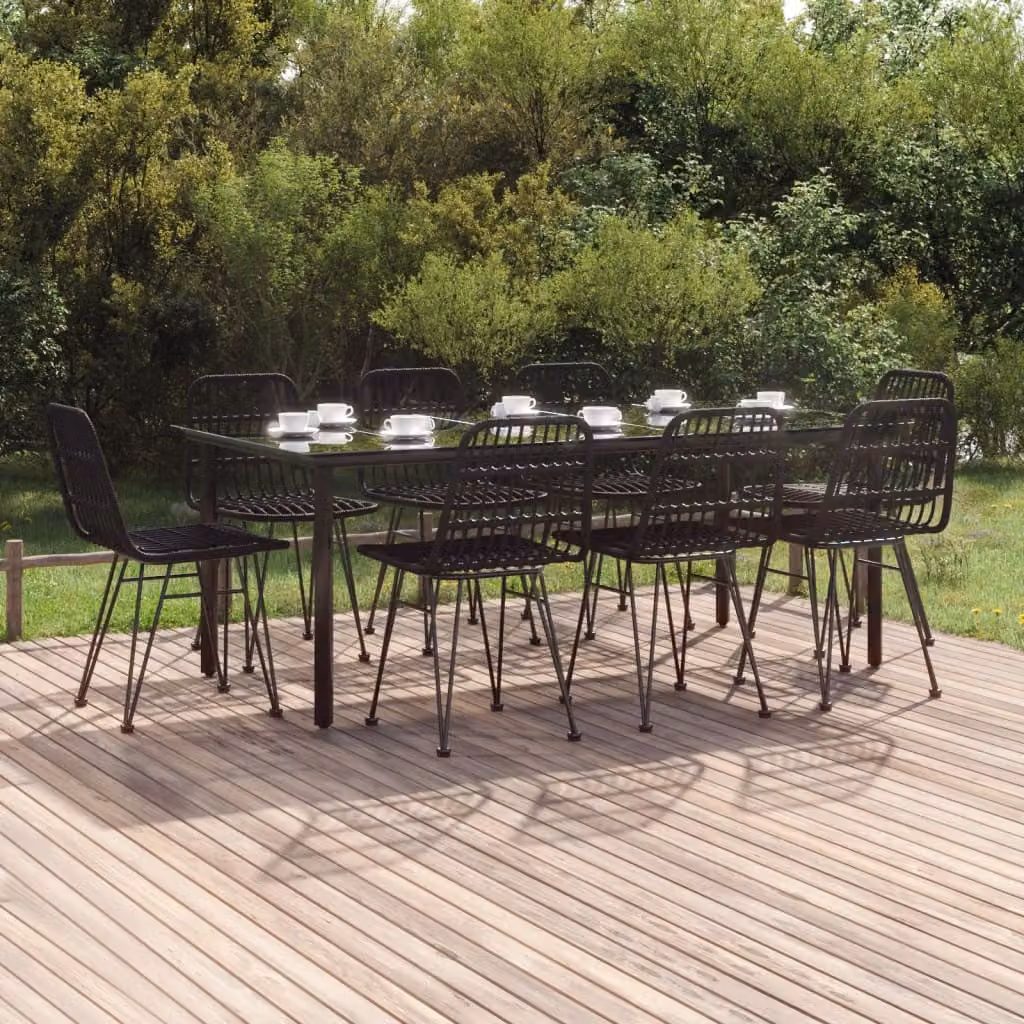 Maison Exclusive - Set da pranzo da giardino 9 pezzi in polyrattan nero