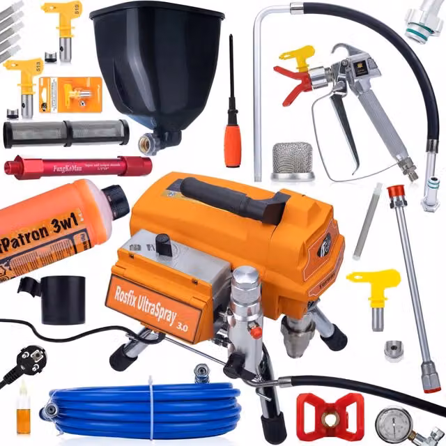 Spruzzatore airless Rosfix arancione per vernice murale, lacca e smalto con alimentazione a rete