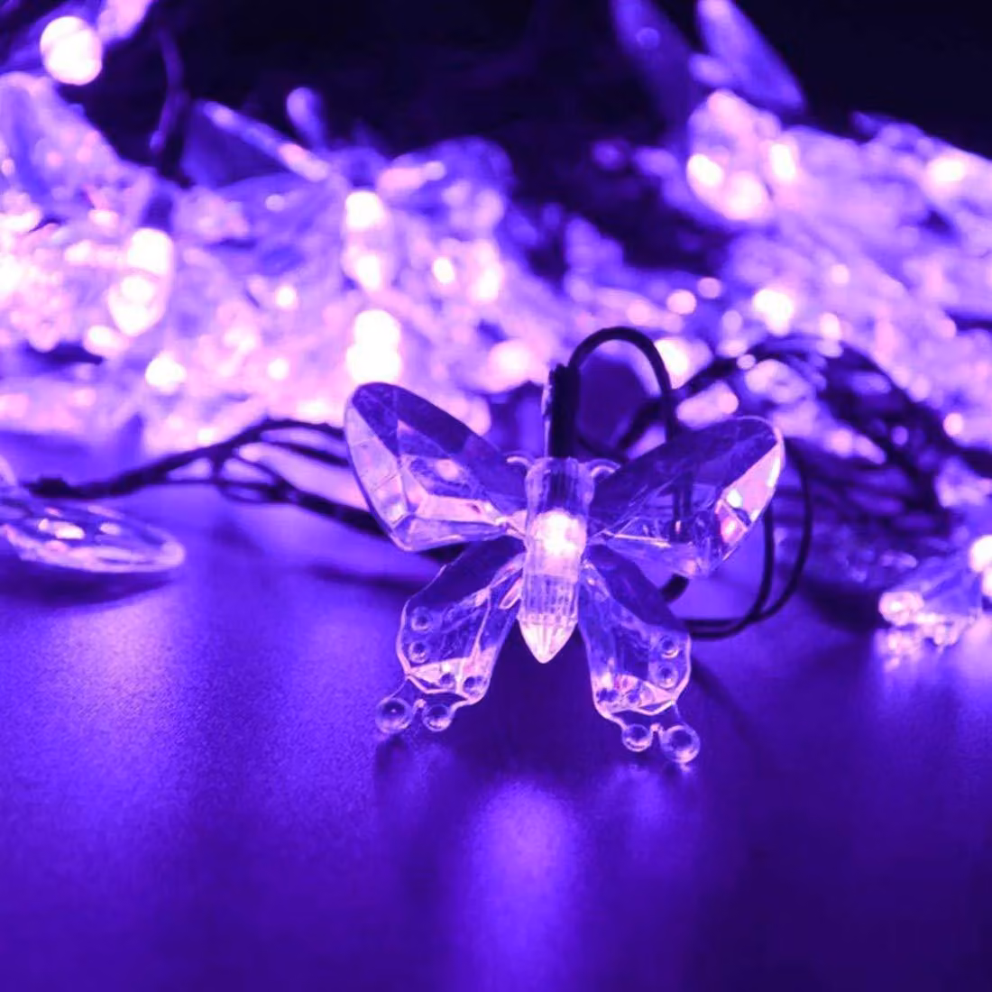 Catena di luci solari, 16 metri, 20 LED, color lilla, impermeabile, ideale per giardino e balcone