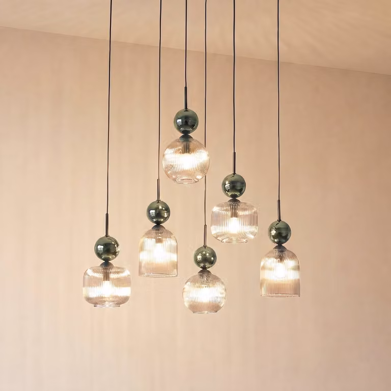 Lampada a sospensione Sophia TK Lighting, dimmerabile, Verde, Soggiorno / Sala da pranzo, Vetro, Moderno, Lampada a sospensione