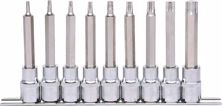 KS TOOLS 1/2" CHROMEplus set di bussole Torx lunghe 9 pz. T20-T60 - 918.1317