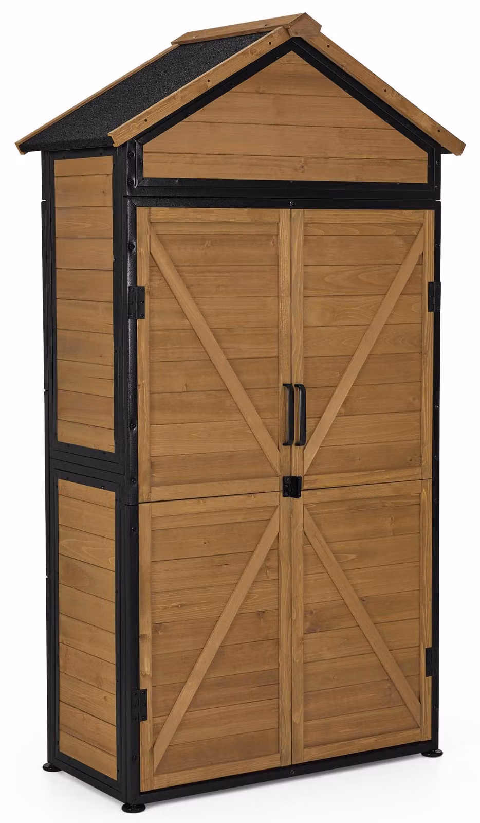 Casetta da giardino in legno, naturale - 45x90x165 cm - Tetto in asfalto resistente all'acqua - Deposito per attrezzi da esterno