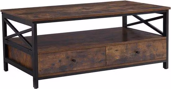 Tavolo industriale – Colore marrone vintage – 101 x 54 x 46 cm – Materiali: legno e acciaio – Include caricabatterie – Larghezza: 54 cm – Lunghezza: 101 cm