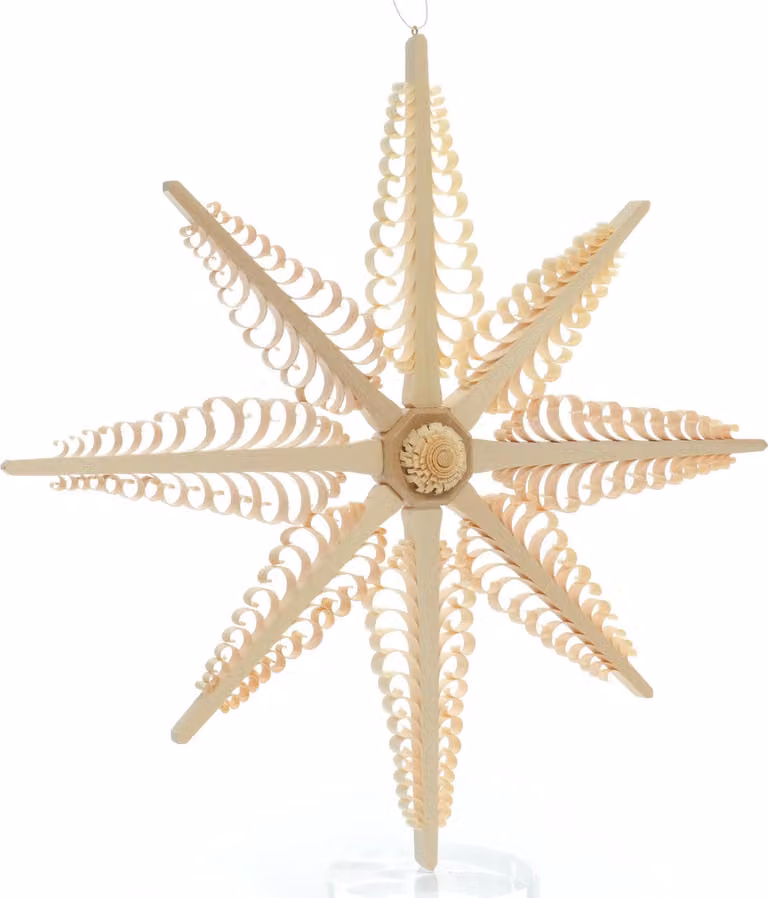 Immagine decorativa per finestra, a forma di stella a sette punte, realizzata con incisione. Dimensioni: 41x5,5x41 cm. Nuova