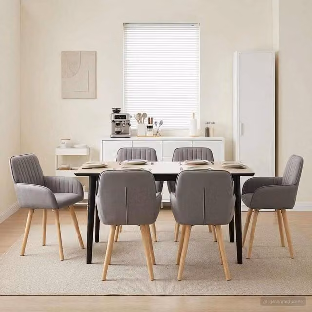 Set di 6 sedie da pranzo moderne vidaXL in tessuto color tortora, L: 56,5 cm, P: 50 cm, H: 87,5 cm