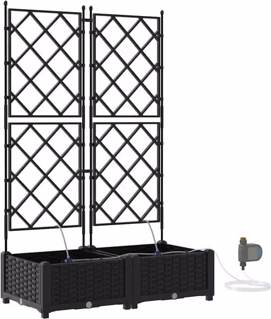 Set di 2 fioriere da giardino moderne resistenti ed eleganti in acciaio nero 80 x 40 x 126 cm 02_0058548