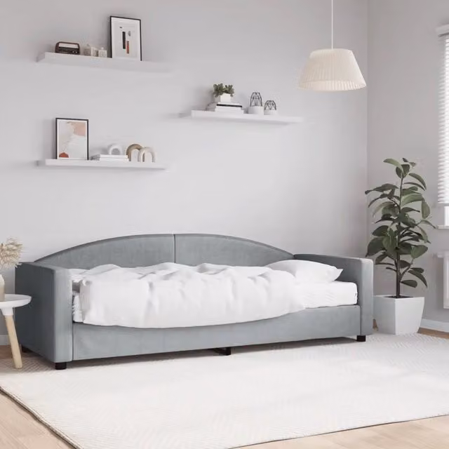 Divano Letto con Materasso Grigio Chiaro 80x200 cm in Tessuto 3197165