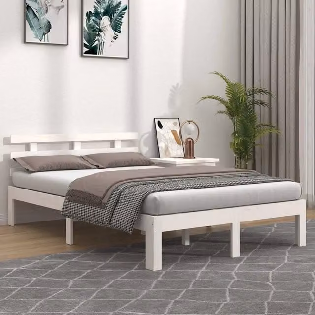 Letto con giroletto in legno massello di pino bianco vidaXL L/P/H: 120 x 200 x 69,5 cm