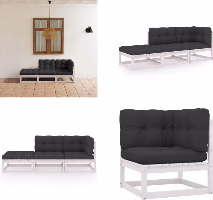 vidaXL Set salotto da giardino 3 pezzi con cuscini in pino massiccio - Set mobili da giardino - Set mobili da giardino - Set mobili da giardino - Set mobili da giardino