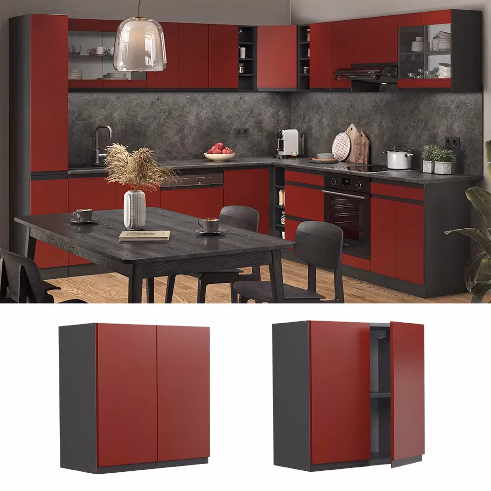 Pensile da cucina Vicco R-Line moderno in legno Rosso e Antracite con ante a battente L 60 cm – 2