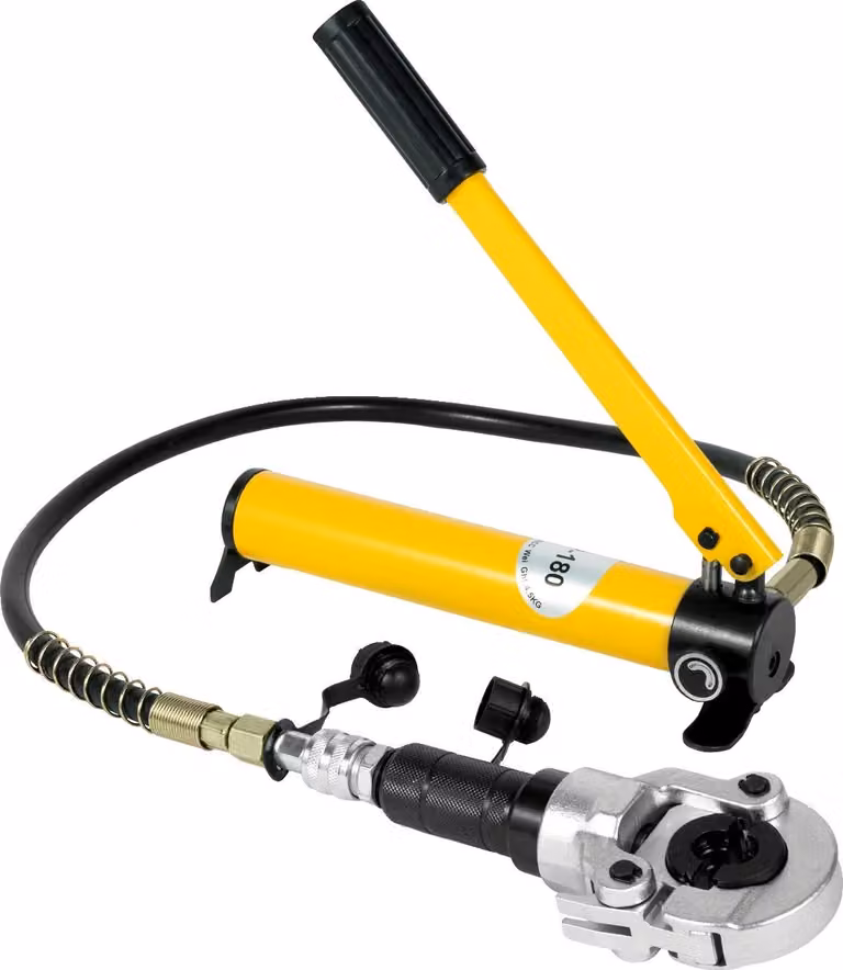 Set di utensili idraulici per crimpatura, con una forza di 6 tonnellate e 9 matrici intercambiabili, colore giallo