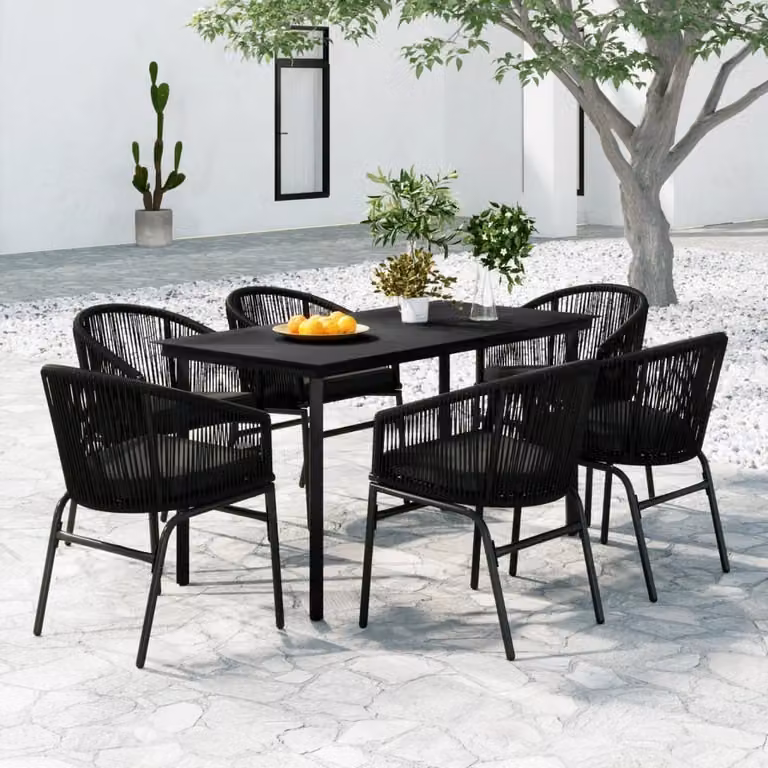 Maison Exclusive - Set da pranzo da giardino 7 pezzi nero