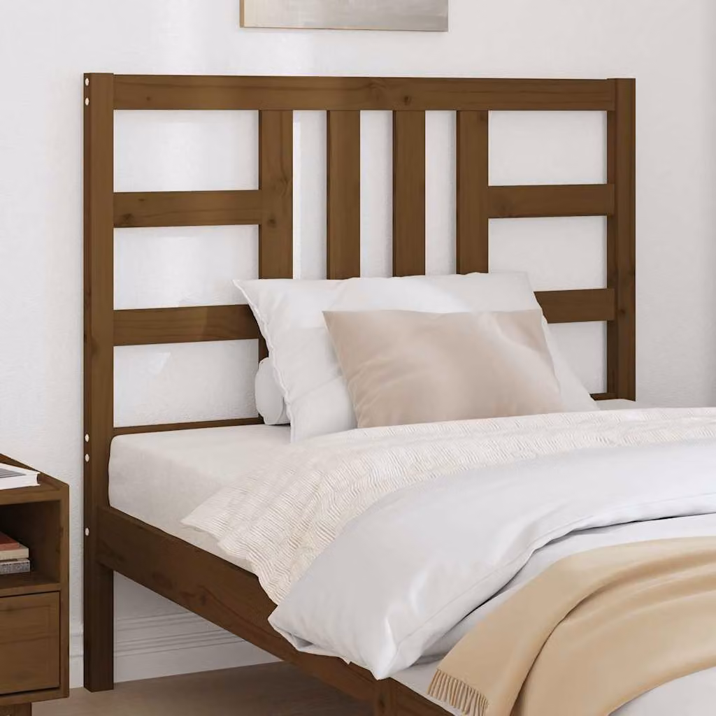 Testiera per letto vidaXL in legno massello di pino, colore ambra, L: 106 cm, P: 4 cm, H: 100 cm