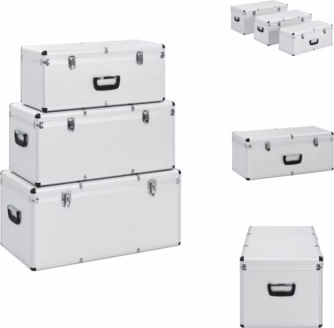 vidaXL Valigetta 3 pezzi alluminio argento - Cassette portautensili
