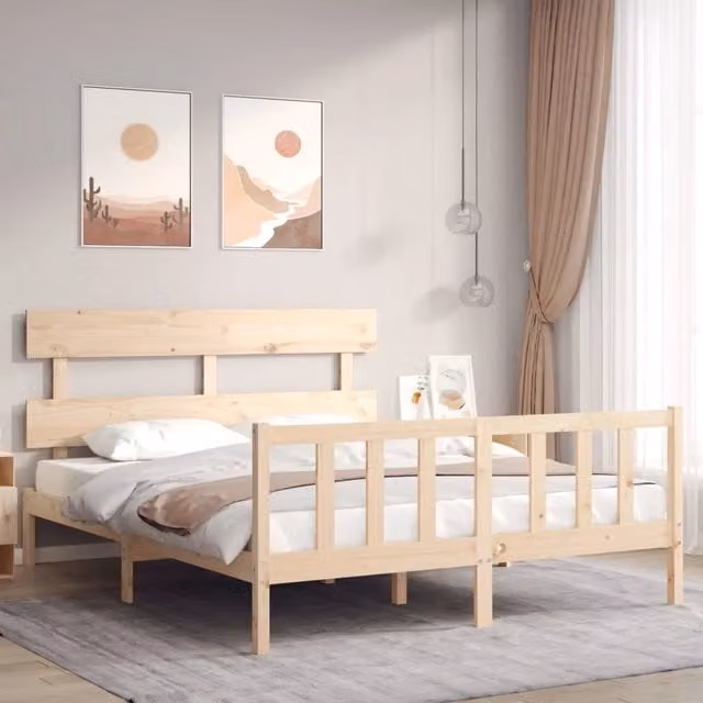 Struttura Letto Design Mania in Legno Massello di Pino Naturale con Doghe Rigide L/P/H: 200 x 160 x 81 cm – 1