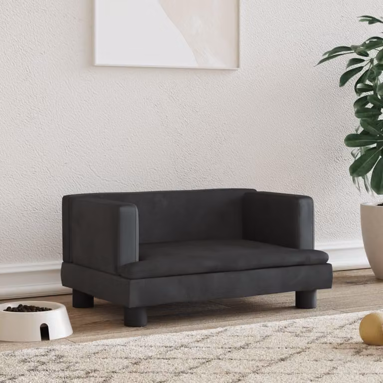 The Living Store Letto per cani nero 60x40x30 cm in velluto