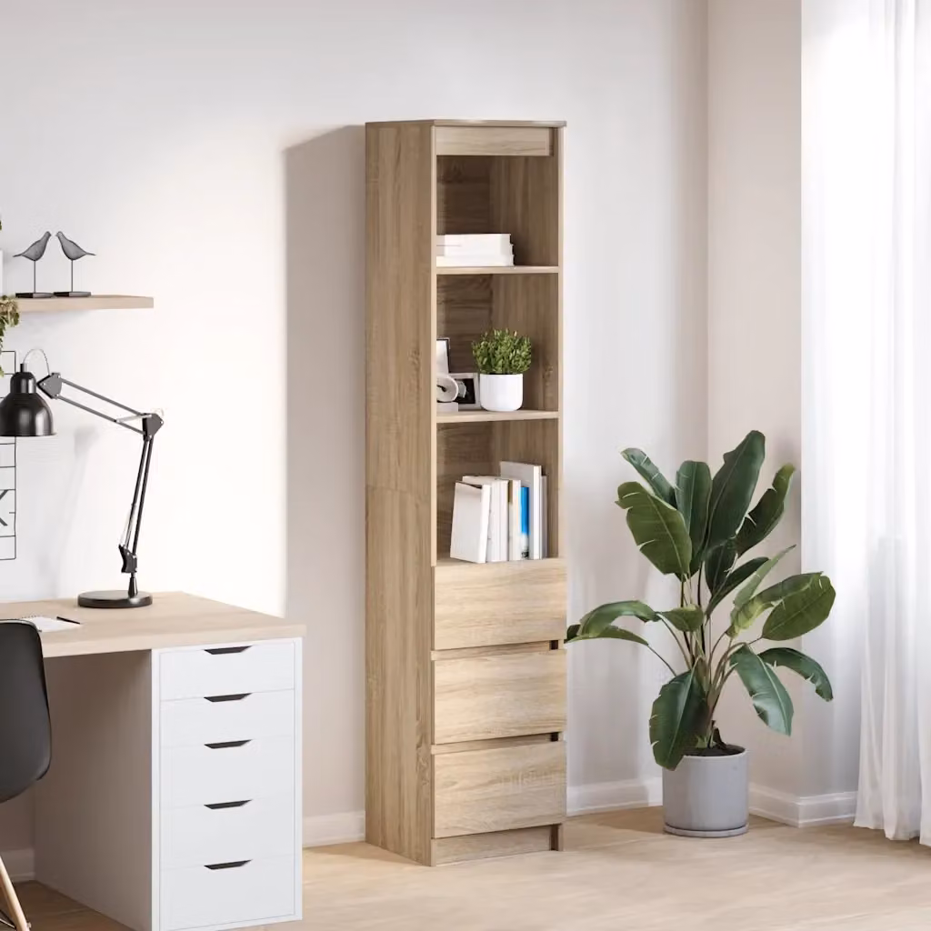 Credenza Buffet da pranzo in Legno Multistrato Rovere Sonoma, L/P/H: 37,5 x 35 x 180 cm – 2