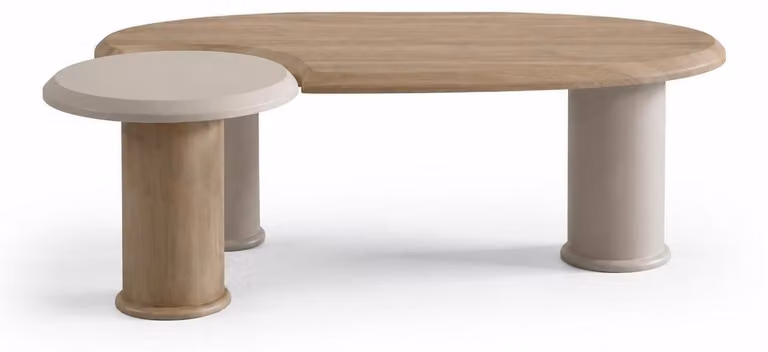 Tavolino da caffè in stile scandinavo, beige, a forma di fagiolo, elegante e accogliente