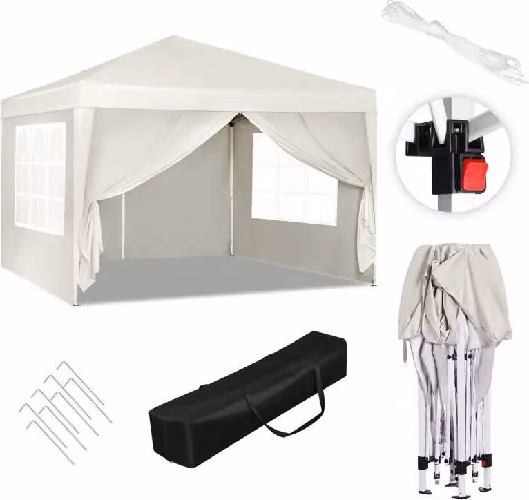 BukkitBow - Tenda per feste con pareti laterali - tenda pieghevole - impermeabile e resistente alle intemperie - padiglione da giardino - 300 x 300 cm - scherzo