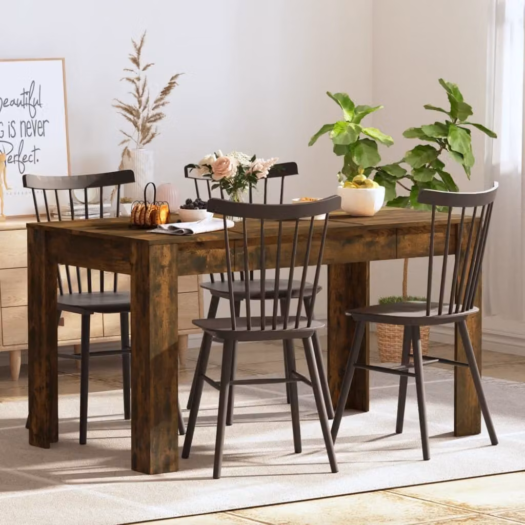 The Living Store tavolo da pranzo in rovere fumé 140x74,5x76 cm materiale in legno