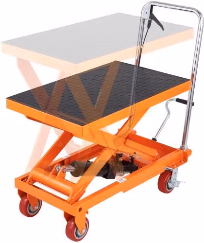 VEVOR Tavolo elevatore idraulico a forbice in acciaio smaltato arancione, capacità di carico 500 kg, campo di sollevamento 285-900 mm, L: 81,5 cm, P: 50,5 cm