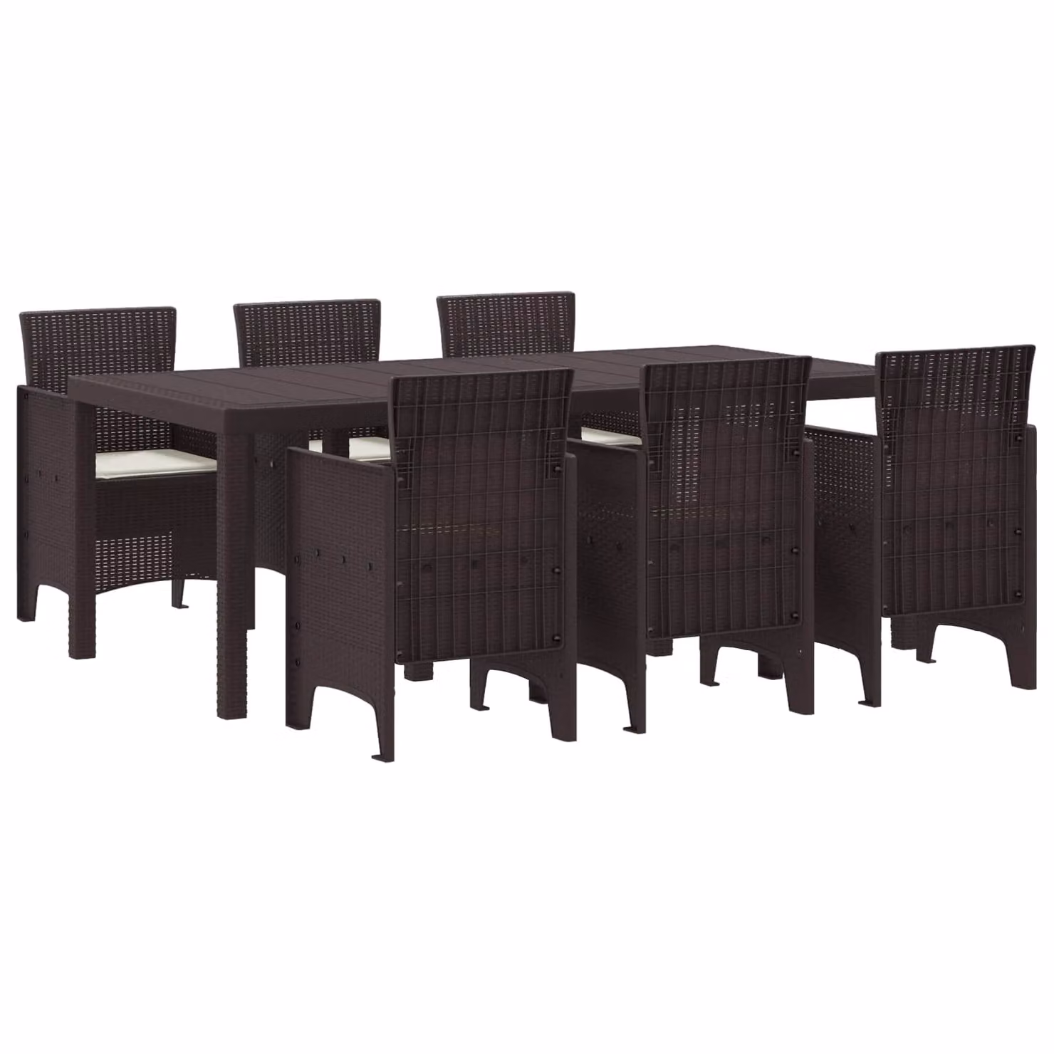 vidaXL Set da Pranzo per Giardino 7 pz Marrone Polipropilene