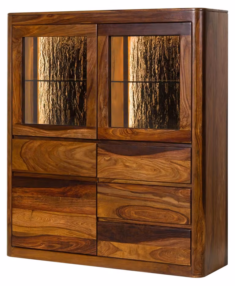MASSIVMOEBEL24 | Credenza in legno di sheesham 128x40x145 noce cerato TORONTO LUX #203