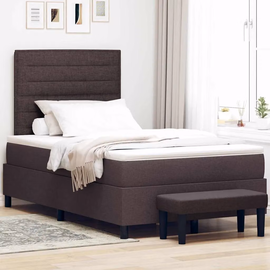 Letto ibrido con molle a sacchetto e testiera vidaXL, Marrone, L 120 x P 200 cm