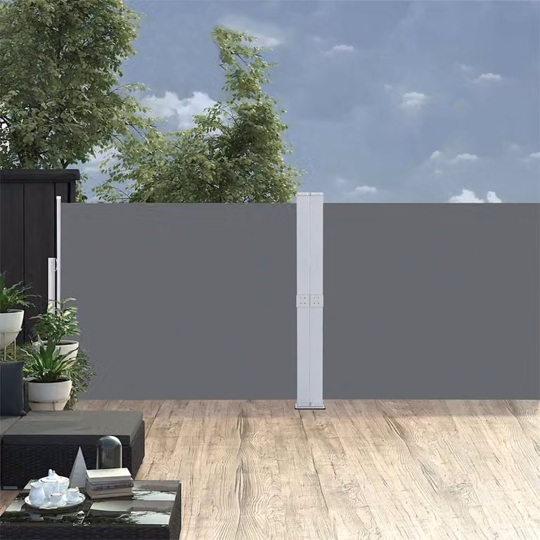 vidaXL Tenda Laterale Retrattile per Patio in Poliestere e Acciaio, Colore Antracite, L: 1200 cm, H: 140 cm