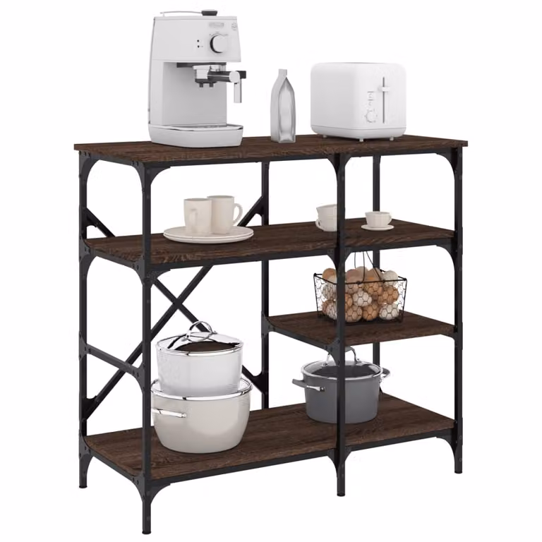 Mobile Cucina Industrial vidaXL in Rovere Marrone, Multistrato e Metallo, L 90 x P 40 x H 84 cm
