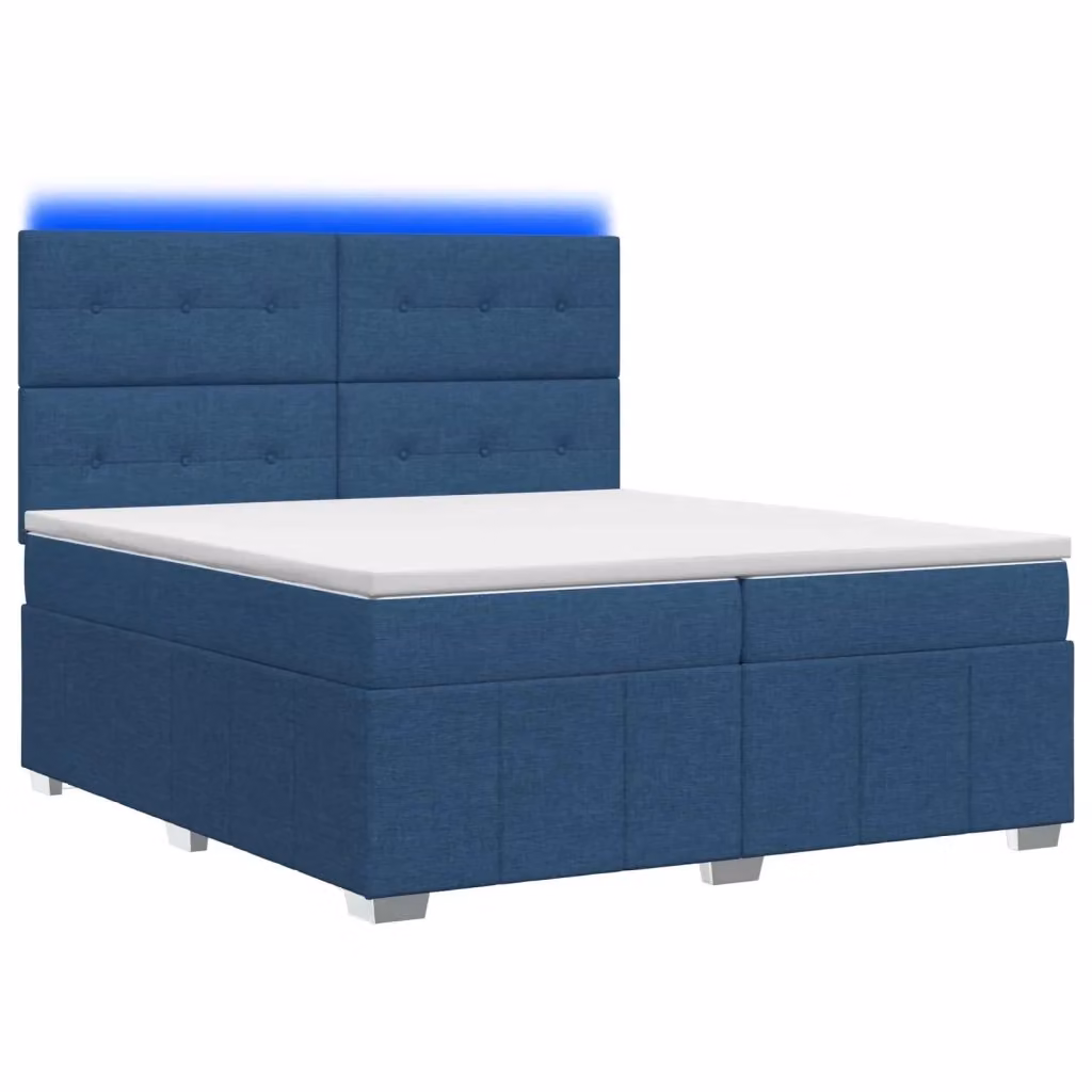 Letto Box Spring vidaXL con Materasso a Molle Pocket e Illuminazione LED Blu e Bianco, con Porta USB e Base Sollevabile, L/P: 200 x 200 cm – 2