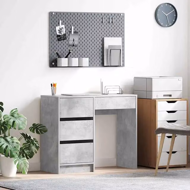 Scrivania moderna vidaXL in legno ingegnerizzato grigio L: 90 cm, P: 37.5 cm, H: 75 cm – 1