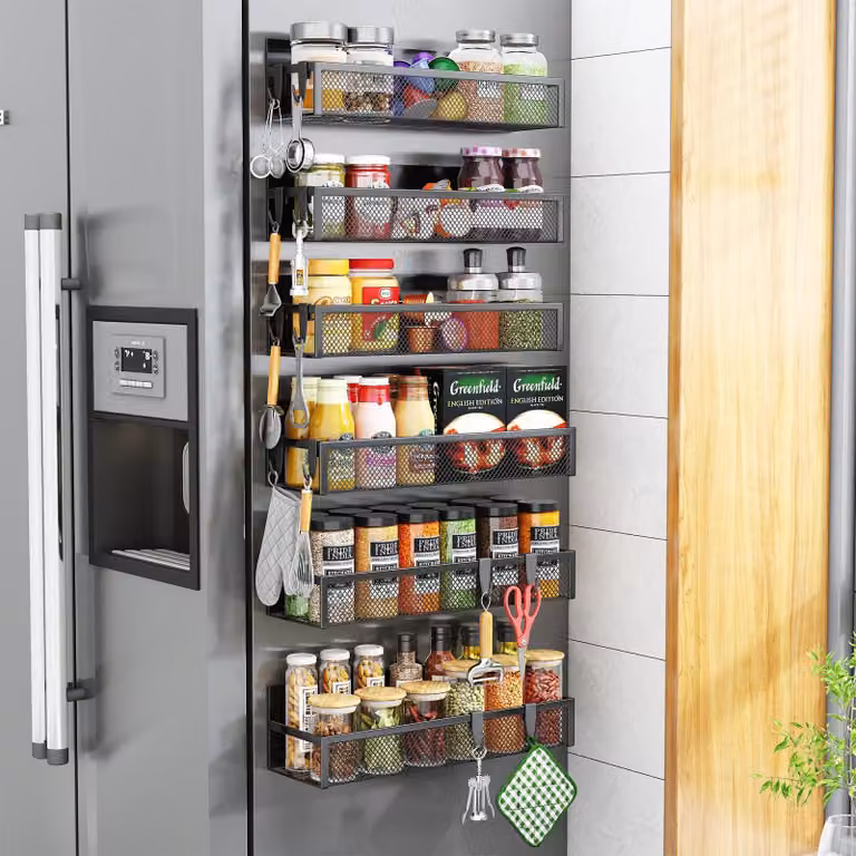 Portaspezie magnetico per frigorifero - confezione da 6 con ganci removibili per l'organizzazione della cucina