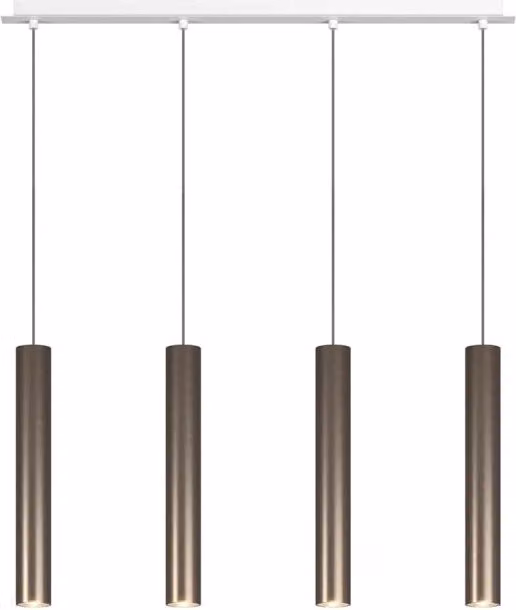 Lampadario Industrial-Minimal Xeana Metallo Bianco Bronzo 4 Luci Gu10
