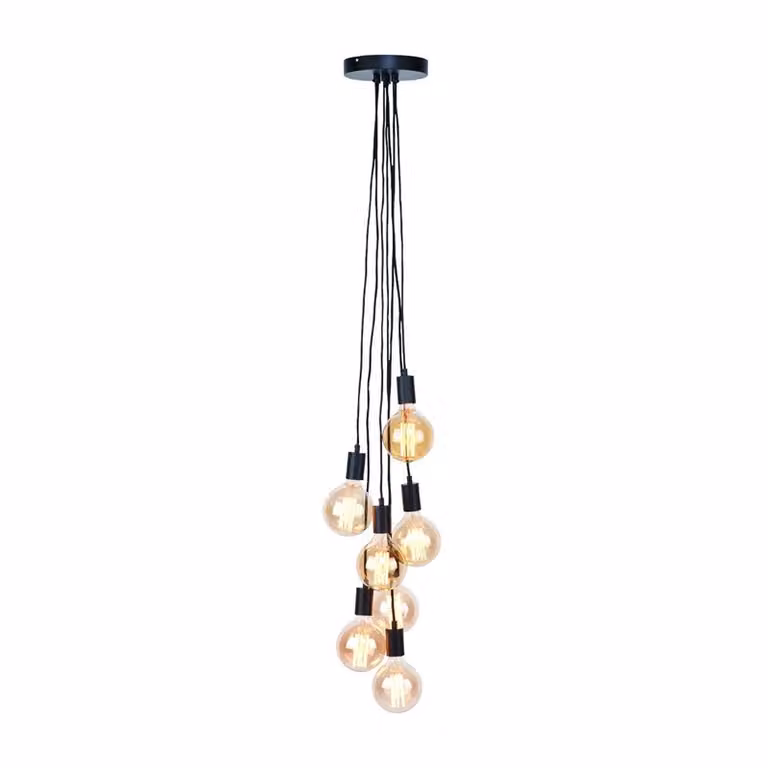 si tratta di RoMi - Lampada a sospensione Oslo - Nero - 35x35x150cm - 7L Lampada a sospensione - Lampada da tavolo - Lampada da soggiorno - Lampada da camera da letto - Soggiorno