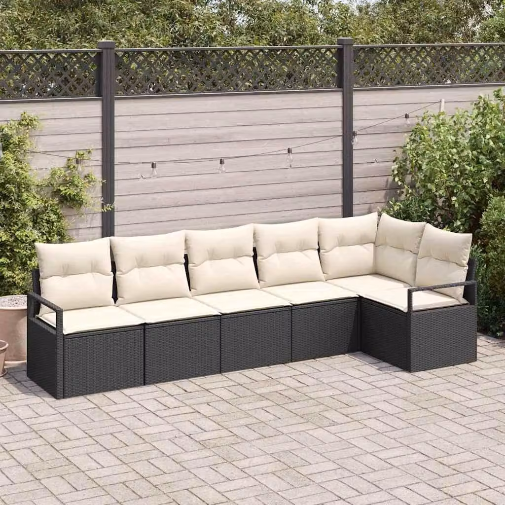 Maison Exclusive - Set di divani da esterno, 6 pezzi, colore nero [Materiale sintetico]: rattan sintetico