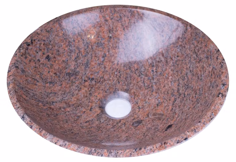 Lavabo rotondo in pietra naturale, diametro 33-35 cm