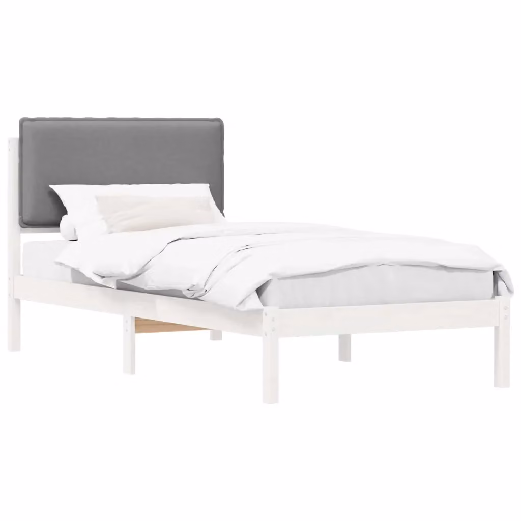 Letto moderno vidaXL con testiera rivestita in tessuto e struttura in legno di pino, Grigio, L: 80 cm, P: 200 cm, H: 85,5 cm – 2