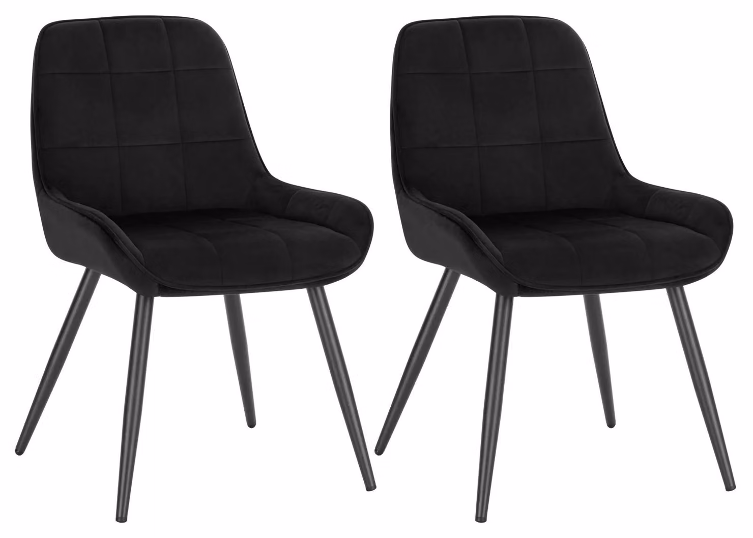Set di 2 poltrone da pranzo in velluto - Poltrone da pranzo moderne - Imbottite - Con altezza regolabile - Con braccioli - Struttura in metallo - Altezza totale 81,5 cm - Velluto nero