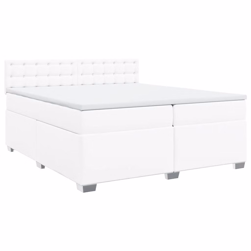 Giroletto a Molle con Materasso Bianco 200x200cm in Pelle finta