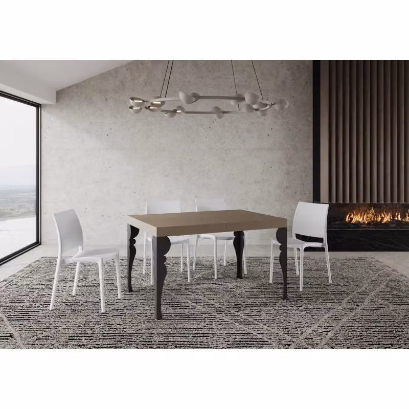 Tavolo allungabile rettangolare ITAMOBY con telaio in metallo antracite e piano beige L/P: 120-380 x 90 cm – 2