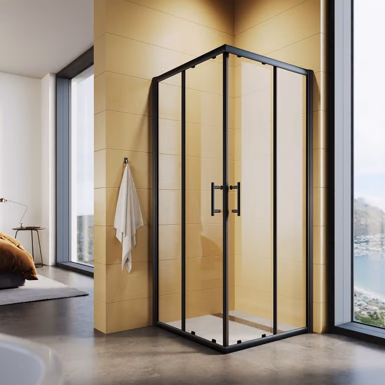 SONNI nero doccia angolare doppia porta scorrevole 80x70x195cm ingresso angolare ESG porta doccia in vetro cabina doccia box doccia