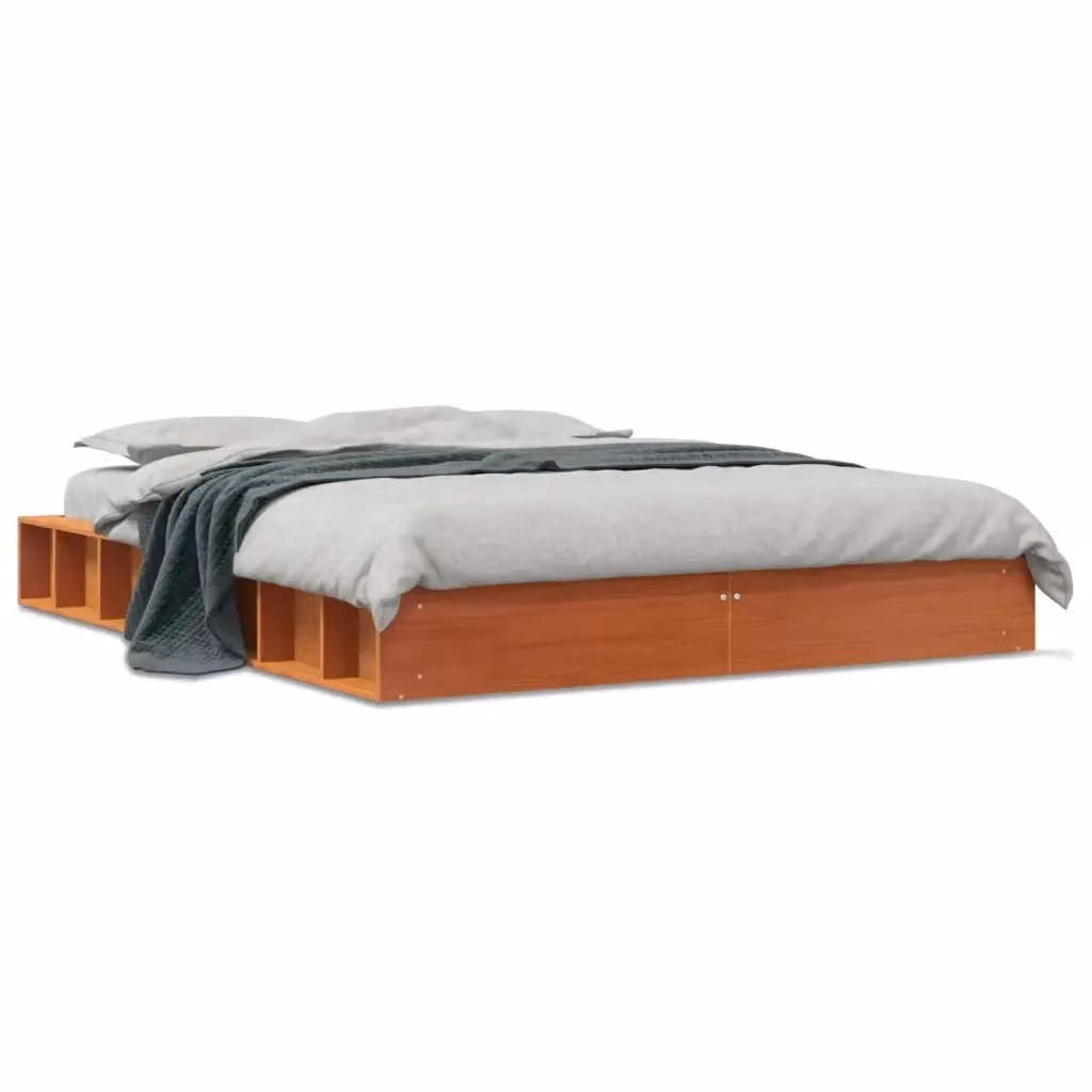 Letto in legno di pino rustico marrone cera vidaXL L/P/H: 192.5 x 120 x 138 cm – 2