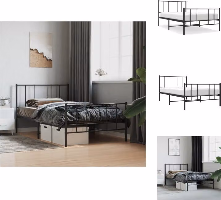vidaXL Struttura letto con testiera e pediera in metallo nero 100x190 cm - Letti e strutture letto